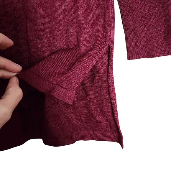 Pink Republic Womens Pullover Sweater Size L Dark Red Long Sleeve Split Seam - Picture 6 of 13